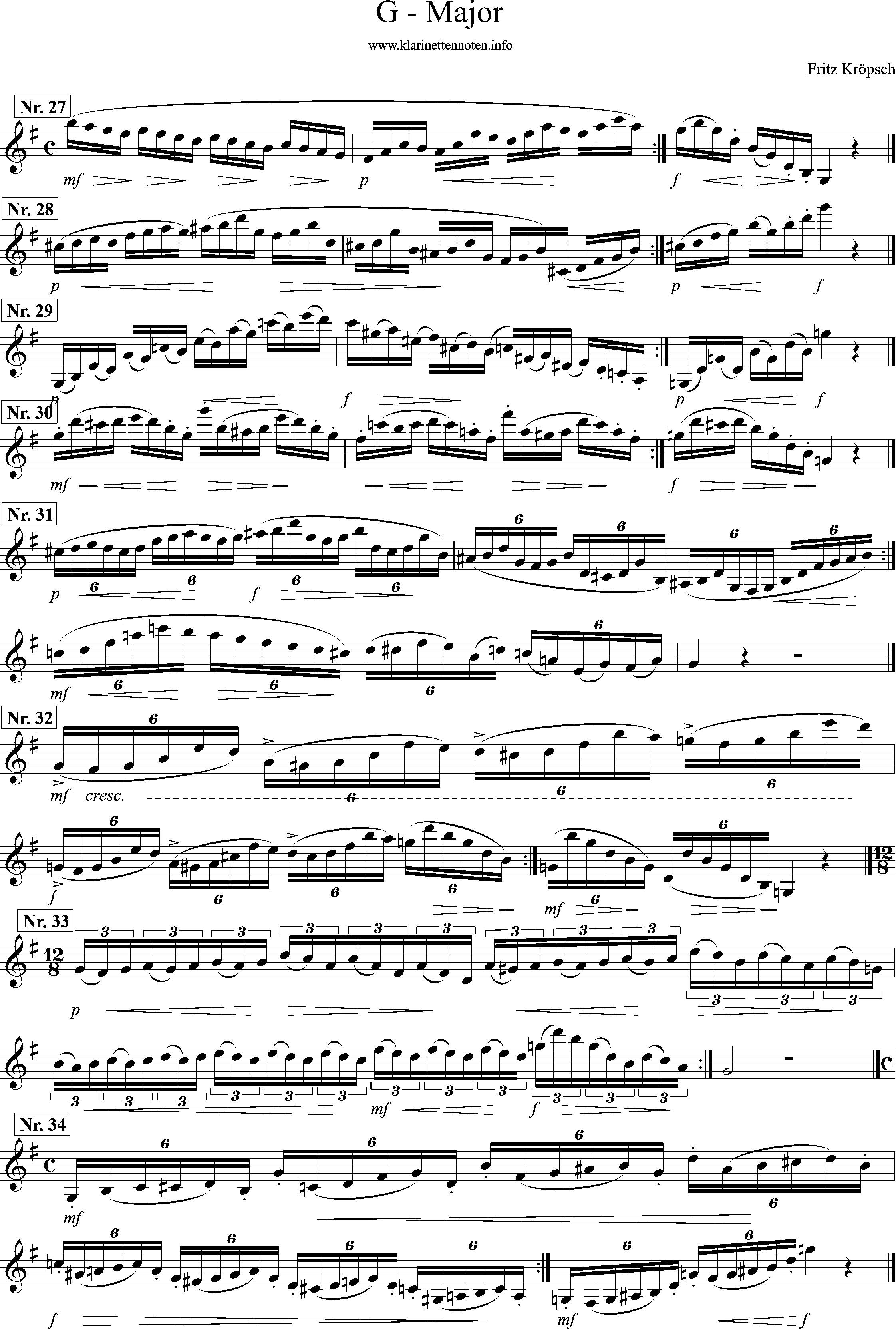 kröpsch, 416 Etüden, G-Major, Seite 1